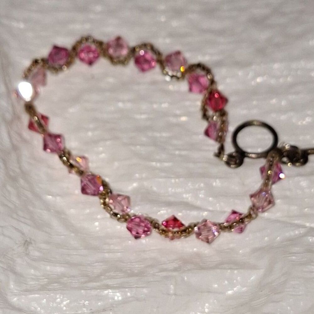 Hand Crafted Pink Beaded Bracelet Fairycore Magical Feminine Sparkly